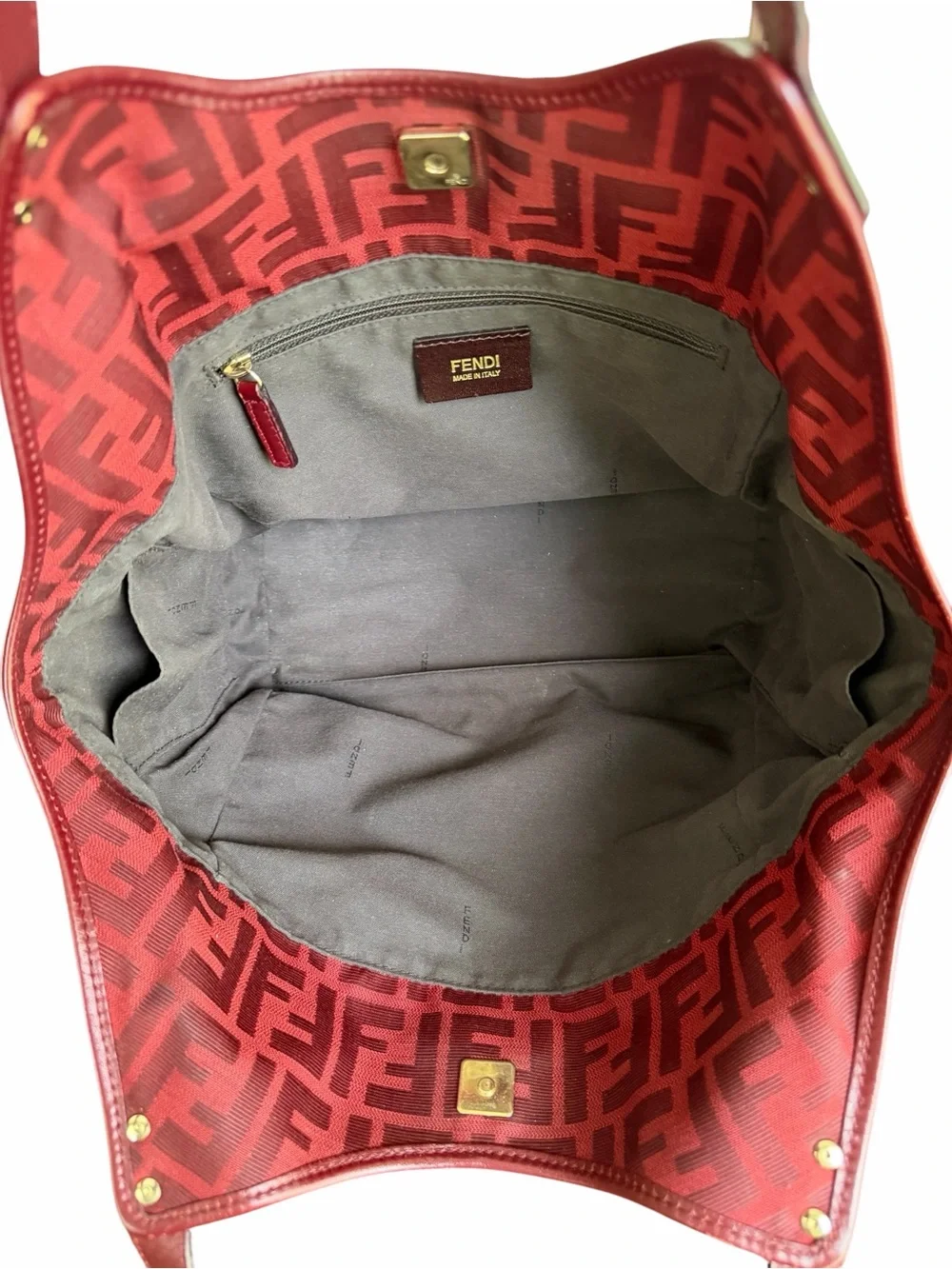 Fendi Red Zucca Canvas and Leather Borsa Chef Tote. - Picture 7 of 13
